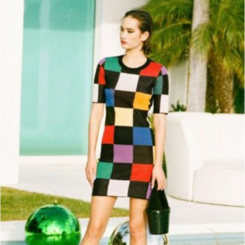 #Staud Knit Checkered Mini Dress
